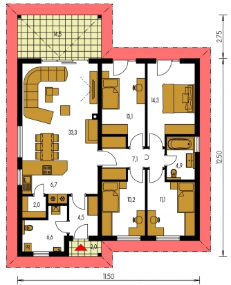 Floor plan of ground floor - BUNGALOW 187